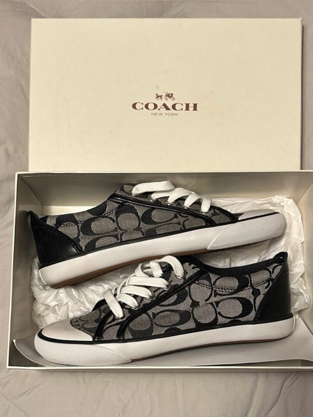 COACH Black and Gray Signature Canvas Low-Top Sneakers